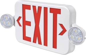 lot 85622 image: LED Exit Sign Emergency Light Combo - Red Letter Battery Backup UL Listed