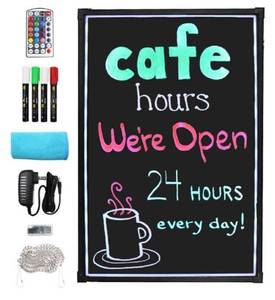 lot 86629 image: NEW Everbilt 16 x 24 LED Message Board - Neon Writing Menu Sign for Restaurant - Retail $0