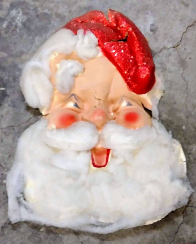 lot 123 image: Large Vintage Santa Face Pulp Paper  Cotton Beard  25
