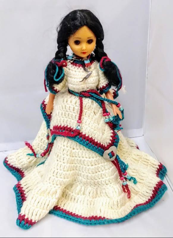 lot 137 image: Native American Doll with Crocheted Dress