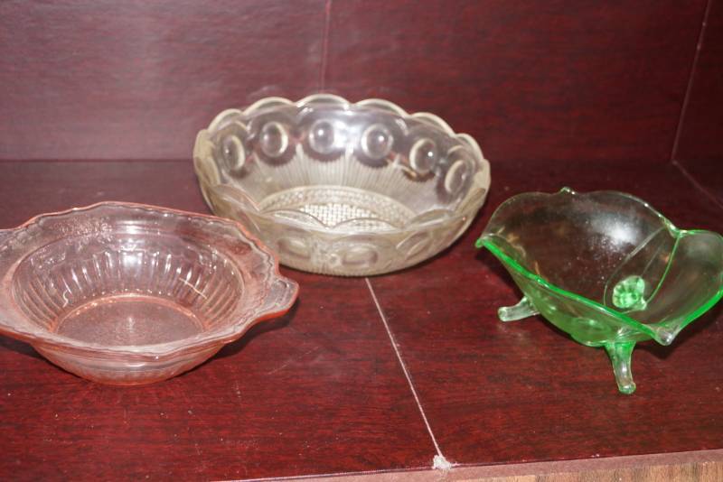 lot 210 image: Depression Glass Lot-  Pretty- Pink- Green