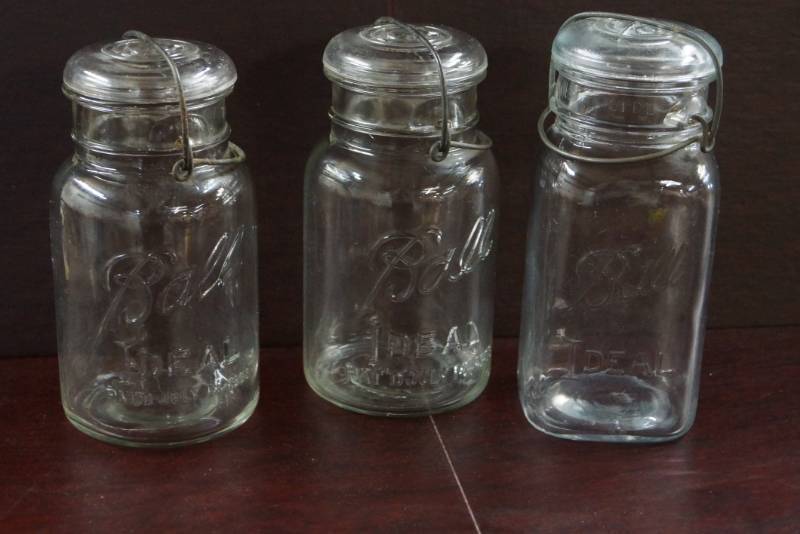 lot 214 image: 3 Spring Lid Mason Jars