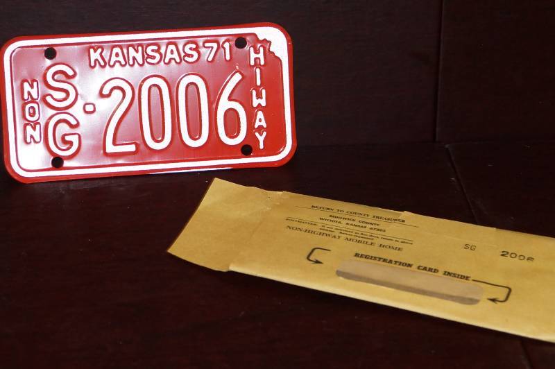 lot 223 image: 1971 Kansas Motorcycle Tag License Plate- Appears Unused