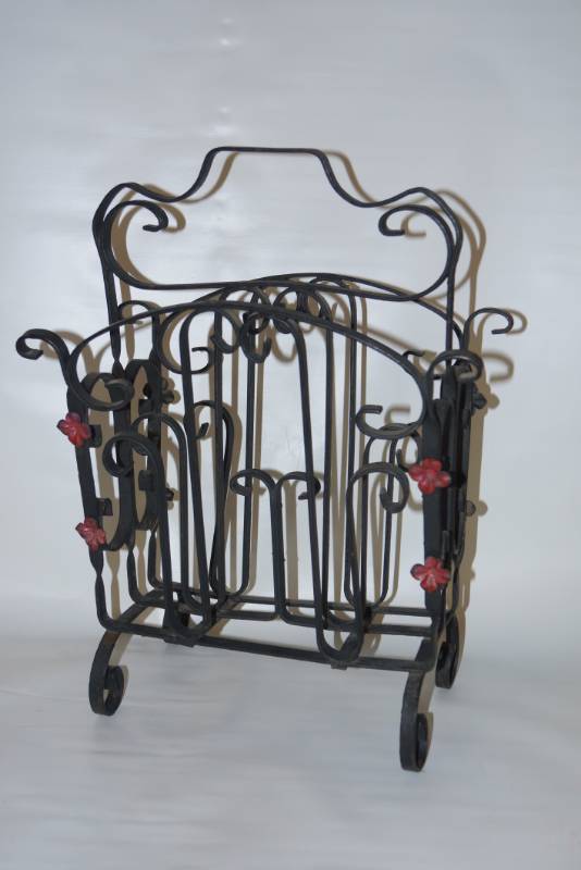 lot 233 image: Ornate Wrought Iron Magazine Rack  Pretty