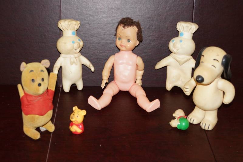 lot 281 image: 2 of Each  Vintage Pillsbury Dough-boy, Winnie the Pooh, & Snoopy & 1 Old Doll