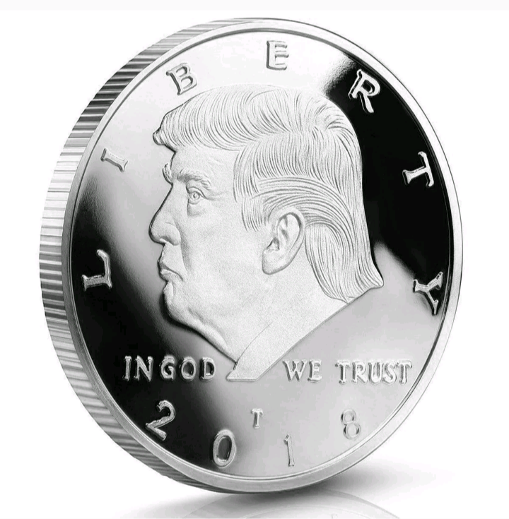 lot 331 image: 2018 President Donald Trump  Silver Plated  Eagle Commemorative Novelty Coin