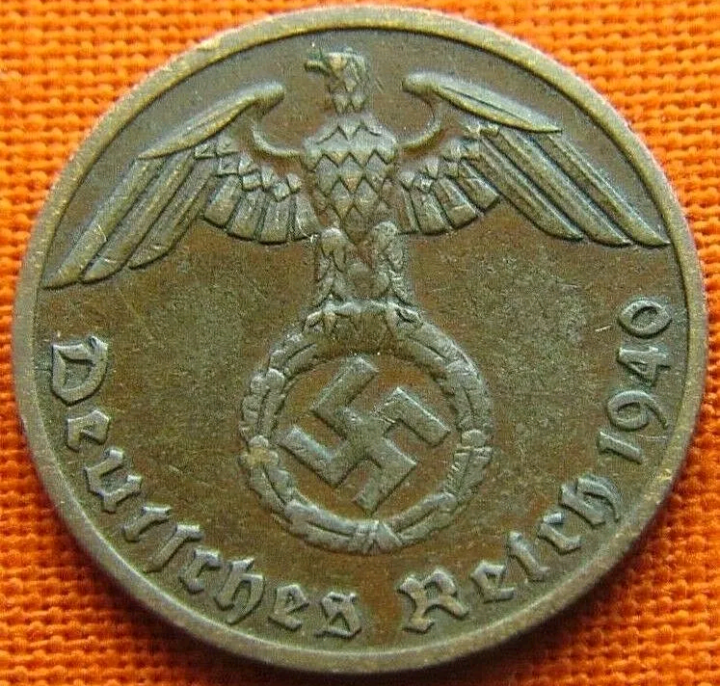 lot 338 image: WWII German 1940  3rd Reich Nazi Germany Coin   Reichspfennig