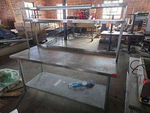 lot 3682 image: Commercial Prep Table with Overhead Shelf