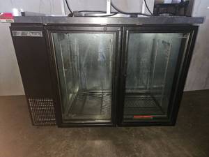 lot 3696 image: True TBB-24-48G-LD 2-Door Glass Display Refrigerator Cabinet