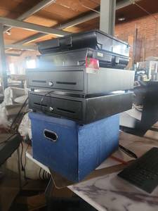 lot 15942 image: Lot of 3 POS Cash Drawers with Coin Tray Storage