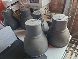 lot 21674 image: Industrial Pendant Light Fixtures Cone Shade - Set of 5