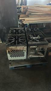 lot 21688 image: Commercial 2-Burner Gas Cooktop with Griddle and Controls Set of Two