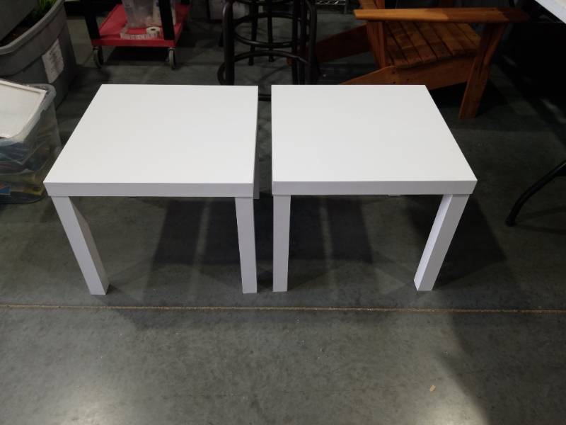 lot 3813 image: White Square Side Tables Set of Two