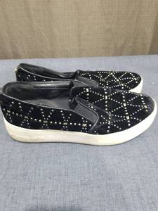 lot 2603 image: Michael Kors Slip-On Sneakers Black Studded White Sole Size 6.5