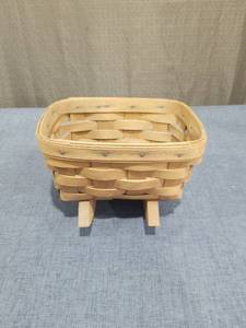 lot 2605 image: Longaberger Mini Cradle Basket Handwoven in Dresden Ohio