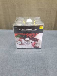lot 2636 image: Glass Favor Jars with Metal Lids
