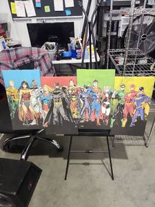 lot 2649 image: DC Comics Justice League Character Wall Art Canvas Prints Set of 4