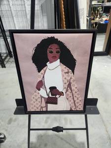lot 2652 image: Framed Portrait Print with Black Easel Stand