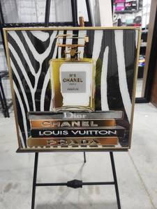 lot 2655 image: Chanel No. 5 Parfum Decorative Wall Art Sign with Perfume Bottle