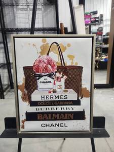 lot 2656 image: Fashion Luxury Brands Wall Art Print Framed Canvas
