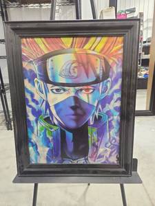 lot 2659 image: Framed Anime Character Print with Black Frame