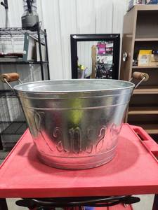 lot 2668 image: Metal Bucket with Handles and Embossed Design