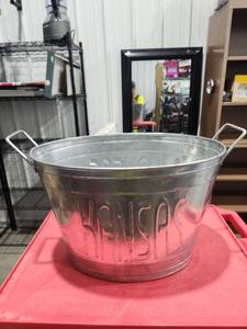 lot 2669 image: Metal Oval Tub with Embossed KANSAS Lettering and Side Handles