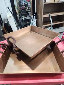 lot 2683 image: Serving Trays with Rope Handles Set of 2