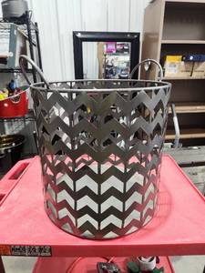 lot 2684 image: Decorative Wire Basket with Chevron Pattern and Handles