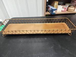 lot 2686 image: Wire and Wood Long Decorative Tray