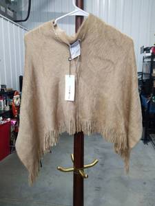 lot 2738 image: Mini Molly 100% Acrylic Fringed Shawl Wrap Beige