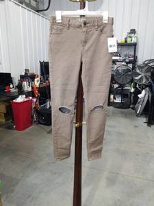 lot 2742 image: Womens Free People Destroyed Jeans, Size 27 - Grey (Steel)