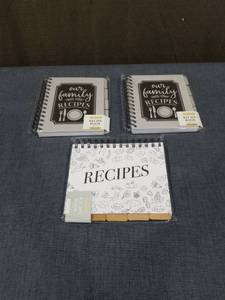 lot 2796 image: Recipe Books Set of 3 Spiral-Bound Family Recipes Blank Pages