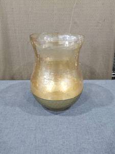 lot 2797 image: Glass Vase with Textured Surface and Metal Base