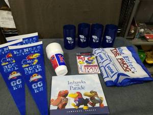 lot 2805 image: LOT OF RANDOM KU JAYHAWK ITEMS