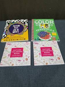 lot 2817 image: Coloring Books Lot 4 Books Pattern Play Christmas Nature