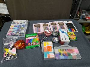 lot 2830 image: Craft Supplies Lot Markers Threads Beads Erasers Scissors