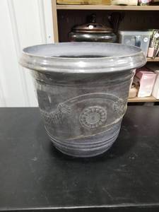 lot 2839 image: Decorative Plastic Planter Pot with Embossed Medallion Design