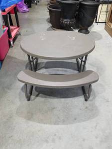 lot 2845 image: Lifetime Round Picnic Table with Benches