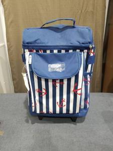 lot 2857 image: Coofit Rolling Cooler Bag Anchor Print Navy White Blue