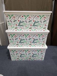 lot 2858 image: Curver CBOX Storage Boxes 19.2L Capacity 3-Pack Holiday Design