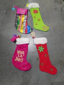 lot 2873 image: Holiday Christmas Stockings Lot of 4 SJP NYC Juicy