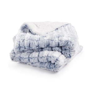 lot 2876 image: Blue Ridge Elle Home Reversible Micromink to Faux-Sherpa Tie-Dye Throw-Blue