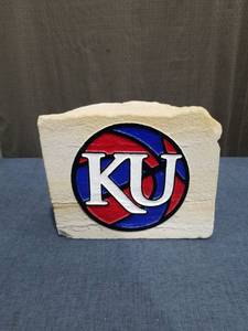 lot 2880 image: KU Kansas Jayhawks Logo Stone Decorative Block