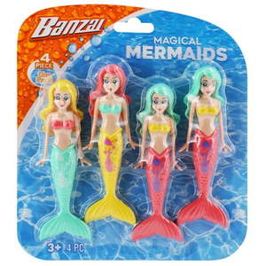 lot 17810 image: Banzai 4 Piece WaterPool Toy Dive Set, Mermaids Dolls