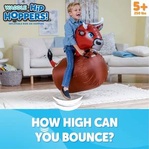 lot 17826 image: Waddle Hip Hoppers Bouncy Hopper Inflatable Hopping Animal Bouncer, Brown Bull