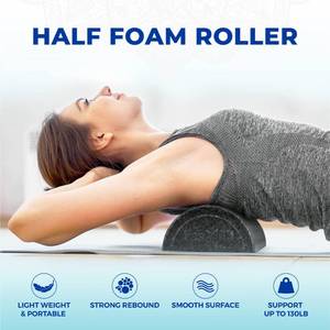 lot 17834 image: Yes4All Half Foam Roller, EPP High-Density Material, High Firmness Level, Back Roller for Athlete and Professional, Suitable for Back, Stretching, and Pilates, 12 inch, Black