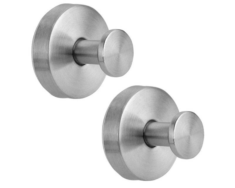 lot 13887 image: Suction Cup Hooks for Shower, Towel Hooks for Bathroom, Kitchen, Glass Door, Mirror, Tile, Loofah, Towel, Bath Robe Hooks for Hanging up to 15 lbs, Brushed Silver (2 Pack) - Retail $10