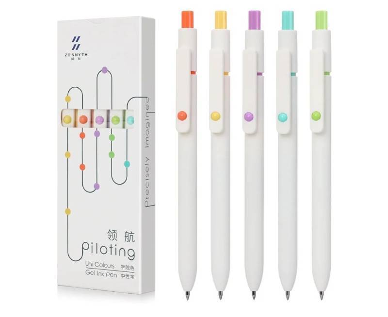 lot 13939 image: FIOVER Gel Pens, 5pcs 0.5mm Quick Dry Black Ink Fine Point Smooth Writing Pens High-End Series Ballpoint for Office School Supplies, Gifts for Women and Men - Retail $8