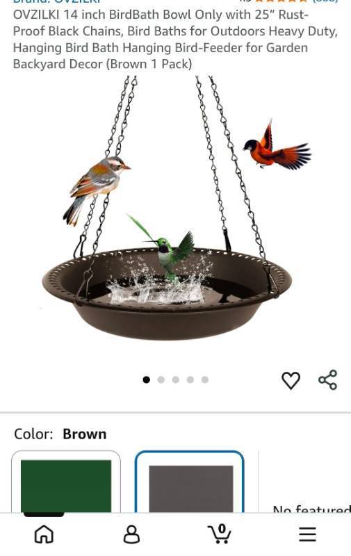 lot 5063 image: OVZILKI 14 inch BirdBath Bowl with 25 inch Black Chains